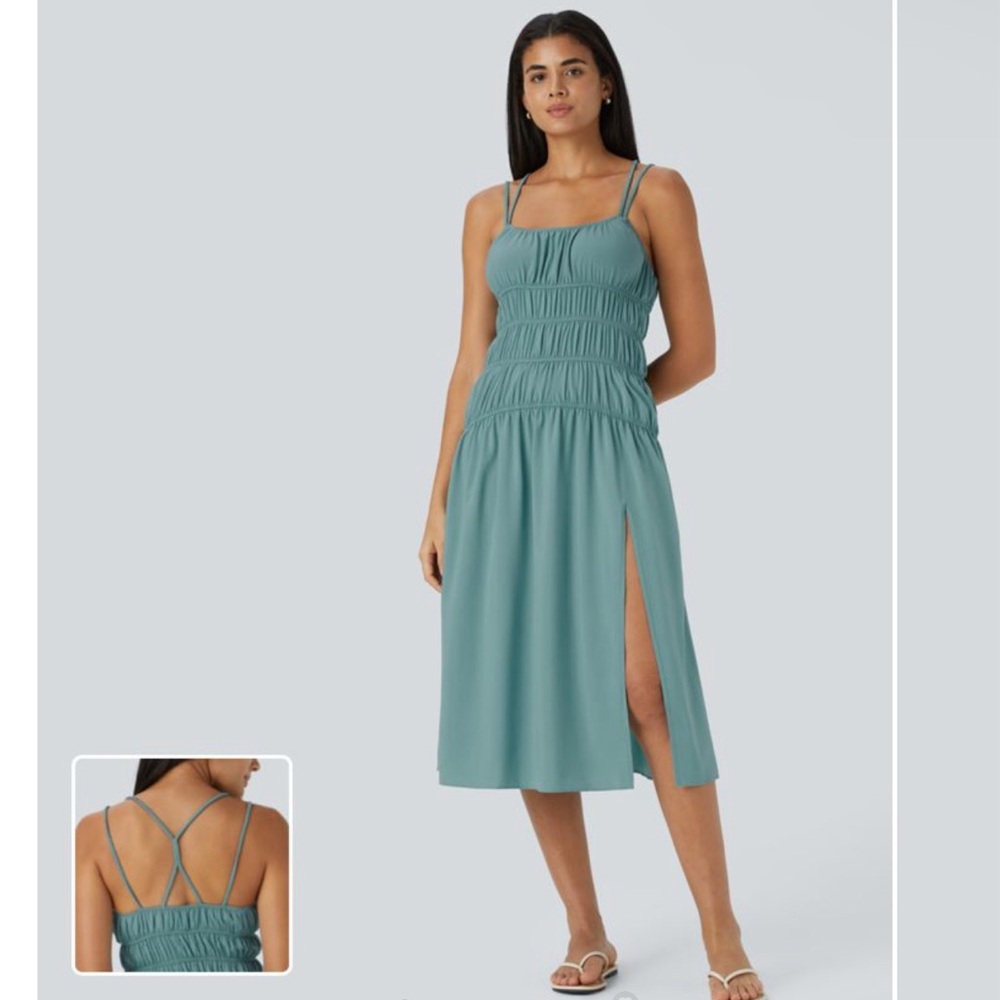 HALARA Breezeful™ Backless Split Hem Flowy Midi Quick Dry Casual Slip Dress